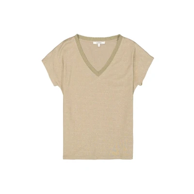 Afbeelding van GARCIA Tshirt Vhals Glitter Olijf XS
