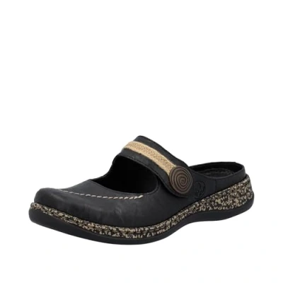 Afbeelding van Rieker slip on clogs dames, Zwart 00