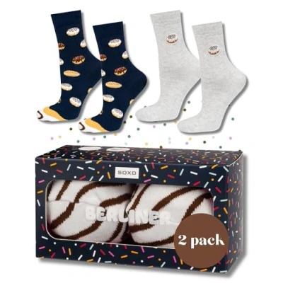 Afbeelding van soxo Muffin damessokken, geschenkidee, dames, grappig cadeau, hoge sokken, 35 40, Berliner 2 paar