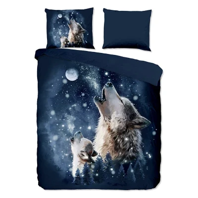 Afbeelding van Pure Dekbedovertrek &quot;wolf bij maanlicht&quot; Blauw (200x200/220 cm) Microfiber