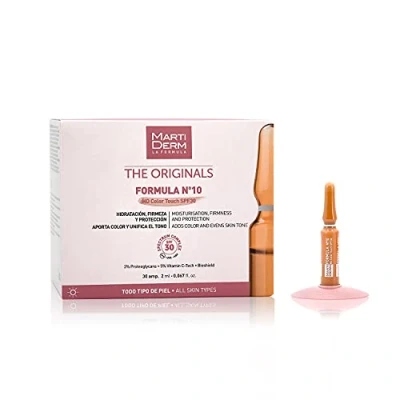Afbeelding van MARTIDERM Formule nr. 10, HD Color Touch, hydraterend, antioxidant en verstevigend, 30 ampullen, wit, 200 g