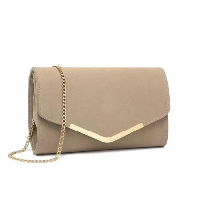 Afbeelding van Miss Lulu Elegante clutch voor dames, avondtas, handtas met ketting, bruiloft, feest, eindejaarsbal, Beige
