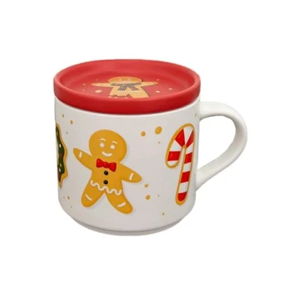 Afbeelding van Beker/Mok Onderzetter Deksel Set Gingerbread Candy Baker Street Porselein 300ml