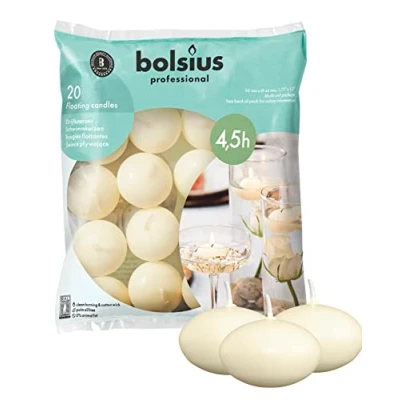 Afbeelding van Bolsius Drijfkaarsen 320 stuks Ivoor Feest Huwelijk Decoratie