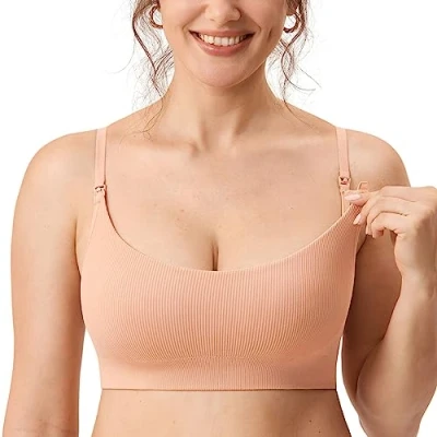 Afbeelding van MOMANDA Borstvoedingsbeha voor dames, naadloos, sport, moederschap, gevoerd, bralette, Pompelmoes Oranje 2