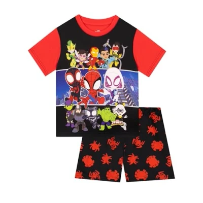Afbeelding van Marvel Spidey en zijn buitengewone vrienden pyjama voor kinderen, jongens, Spiderman korte zwart.