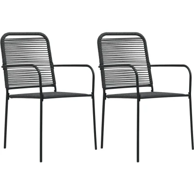 Afbeelding van Tuinstoelen 2 st katoenen touw en staal zwart