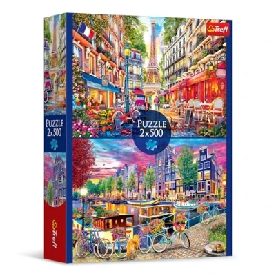 Afbeelding van Trefl 2 in 1 puzzel: Europese hoofdsteden x 500 stukjes Set van twee puzzels, doe het zelf, creatief entertainment, voor volwassenen en kinderen vanaf 10 jaar