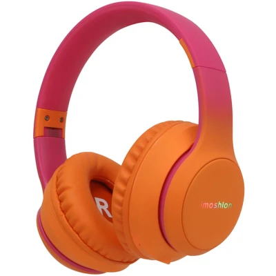 Afbeelding van imoshion Draadloze Kinderkoptelefoon LED Light Decibelbegrenzer Met AUX kabel Hot Pink / Apricot Orange Crush