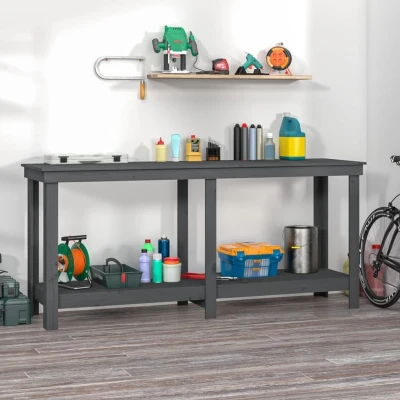 Afbeelding van Werkbank 180x50x80 cm massief grenenhout grijs