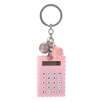 Afbeelding van ASHATA Draagbare mini rekenmachine met sleutellus Koekjesmotief Blauw