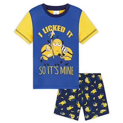 Afbeelding van Minions Pyjama, voor jongens, pyjama set pyjashorts kinderen en Ado 2 tot 14 jaar, Blauw