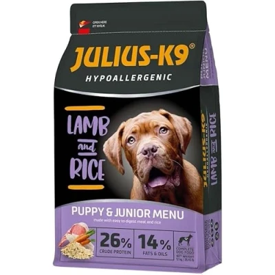 Afbeelding van Julius K9 Lamb &amp; Rice Hypoallergeen hondenvoer voor pups en jonge honden hondenbrokken op lam rijst basis geschikt alle rassen 3kg