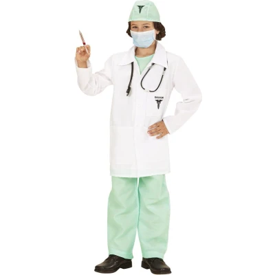 Afbeelding van Widmann Dokter &amp; Tandarts Kostuum Dr Kiddo Kind Jongen Groen, Wit / Beige Maat 128 Carnavalskleding Verkleedkleding