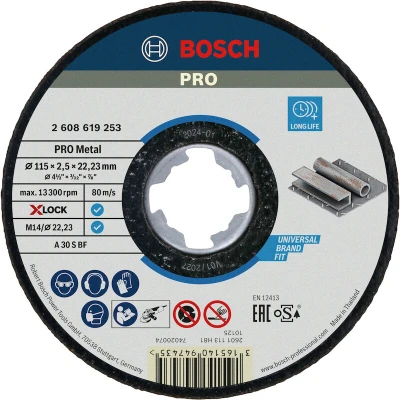 Image de BOSCH 2608619253 Disque à poncer X LOCK droit Expert pour métal 115x2.5x22.23mm