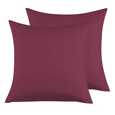 Afbeelding van Kussensloop, 100% katoen, 65 x cm, 2 stuks, rechthoekig, Puro jersey, 120 g/m², kussenovertrek, duurzaam en hypoallergeen, wijnrood