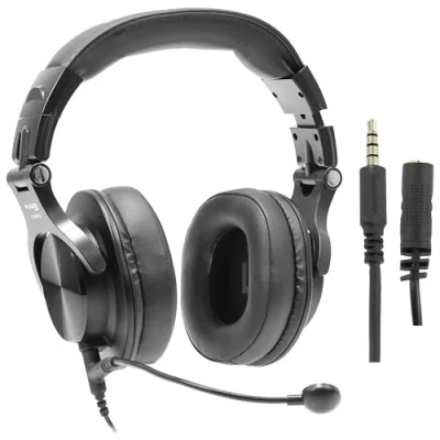 Afbeelding van Plugger Studio DJH40 M Gaming headset met microfoon voor pc, bekabeld, zwart. Comfortabele gesloten hoofdtelefoon, streaming, telewerk, conferentie op tablet, smartphone, computer. Compatibel PS4