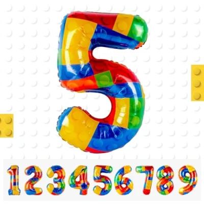 Afbeelding van Verjaardagsballon in de vorm van een cijfer 5 jaar, XXL, decoratie voor kinderverjaardag, enorme folieballon 101 cm, heliumverjaardagsdecoratie