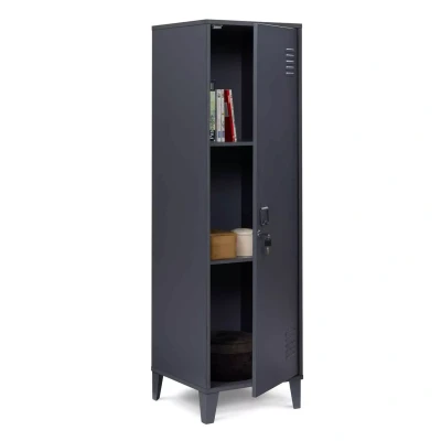 Image de Armoire vestiaire ESTER porte métal gris foncé design industriel