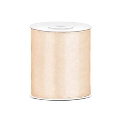 Afbeelding van Satijnen lint, polyester, strik en verpakking, geschenken 6/12/25/38/50/100 mm x 25 m (maat 100 kleur: crème)