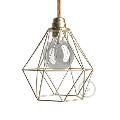 Afbeelding van Diamond lampenkap van metaal met E27 fitting, messing