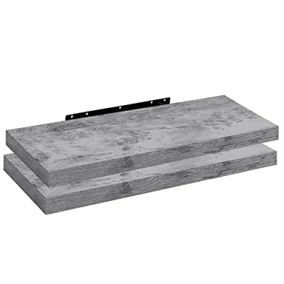 Afbeelding van WOLTU RG9317grei 2 Set van zwevende wandplanken, MDF, voor woonkamer, keuken, slaapkamer, badkamer