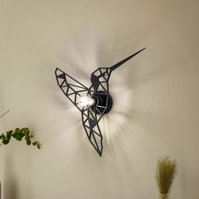 Afbeelding van Wandlamp W 053 Lasercut, zwart vogelontwerp