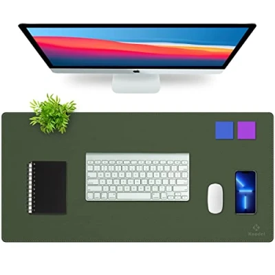 Afbeelding van Knodel Bureaumat, bureau onderlegger, beschermer, laptop mat, onderhands, tweezijdig (40 cm x 80 cm, donkergroen)