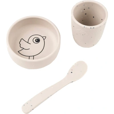 Afbeelding van Done By Deer Eetset First Meal Set Silicone Birdee Sand