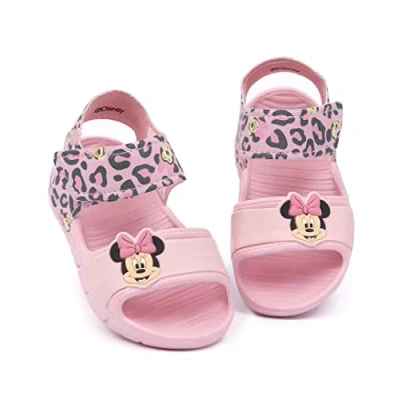 Afbeelding van Disney Minnie Mouse sandalen voor kinderen, peuters, Roze sliders met luipaardprint meisjes steunriem, zomerschoenen,