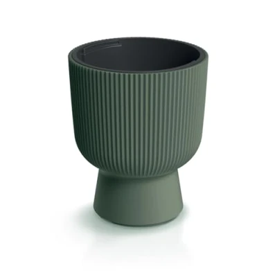Afbeelding van Tymar DBMIS Bloempot met inzet, kunststof plantenbak, groot, bosgroen, diameter 24 cm