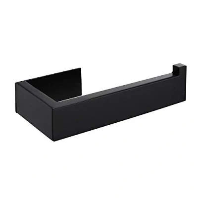 Afbeelding van Toiletpapierhouder zonder deksel SUS 304 roestvrij staal Mat Zwart Afwerking Badkamer Toiletpapier Houder Muur Gemonteerde lijm (geen boren)