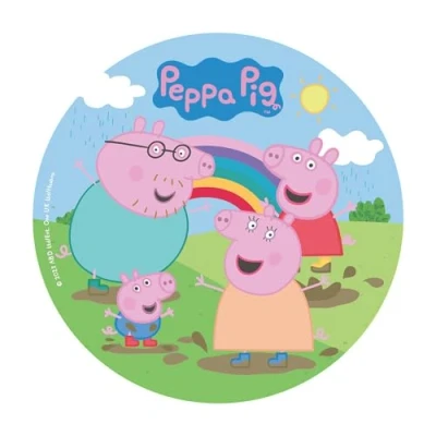 Afbeelding van dekora, Peppa Pig Eetbare ronde schijf voor kindertaart, 20 cm