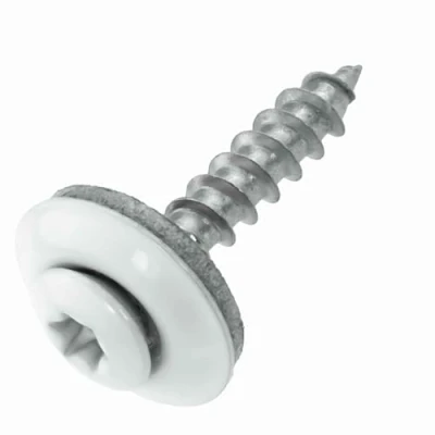 Afbeelding van Set van 50 waterdichte schroeven roestvrij staal A2 met EPDM afdichtring 15 mm 4,5 x 20 wit RAL 9010 TX20