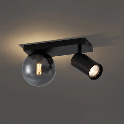 Afbeelding van QAZQA lesly Moderne Plafondlamp 1 lichts L 31 cm Zwart Woonkamer Slaapkamer Keuken