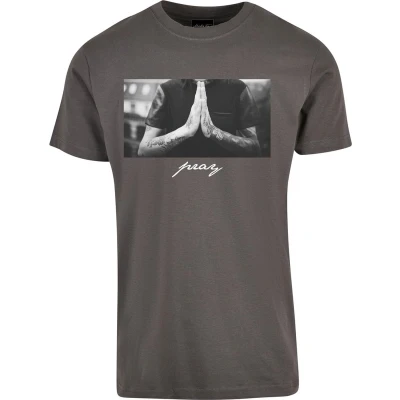 Afbeelding van Mister Tee PRAY Tshirt print, Heren, Maat: Small, Darkshadow