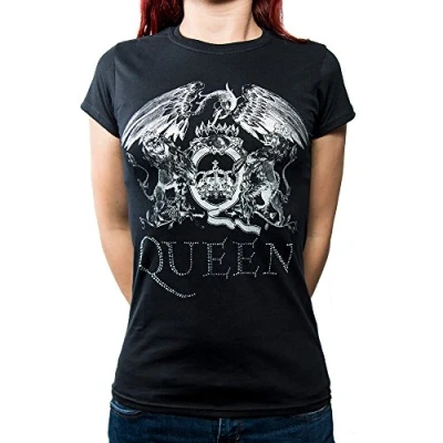 Afbeelding van Queen Logo Dames T shirt S Zwart