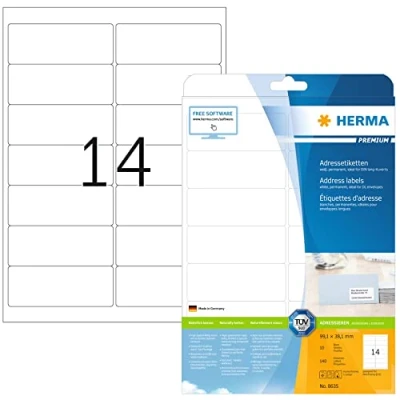 Afbeelding van Etiket HERMA 8635 99.1x38.1mm premium wit 140stuks