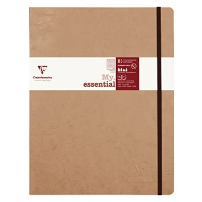 Afbeelding van Clairefontaine 79446C Age Bag Collection An Sewn My.Essential Tobacco elastisch notitieboek, B5, 19 x 25 cm, 192 genummerde gelinieerde pagina&#039;s, ivoorkleurig papier, 90 g, kartonnen omslag,