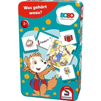 Afbeelding van Schmidt Spiele 51442 Bobo zeven slapers, wat hoort waarbij? Breng een spel in metalen doos, meerkleurig