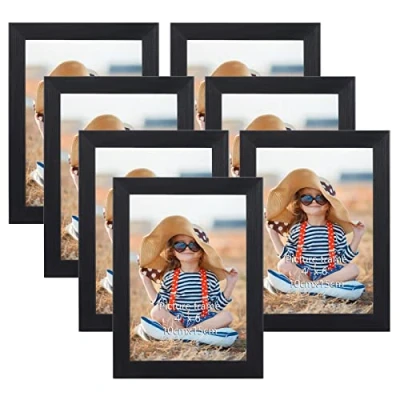 Afbeelding van EXYGLO Fotolijst, 10 x 15 cm, zwart, 7 stuks, wand en neerzetlijsten, voor slaapkamer, kantoor, woonkamer galerij