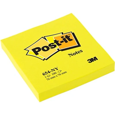 Afbeelding van Memoblok 3M Post it 654 76x76mm neon geel