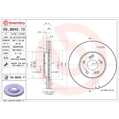 Afbeelding van Brembo Remschijf 09.8840.11