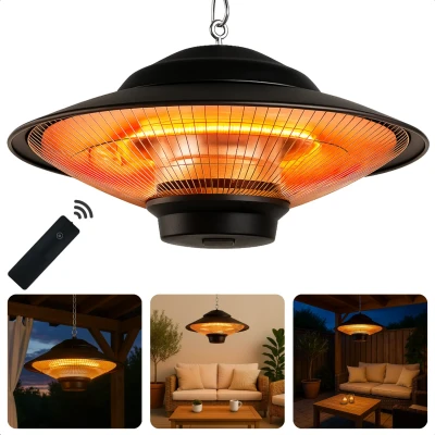 Afbeelding van Cheqo Terrasverwarmer Terrasverwarming Heater Infrarood Verwarming Plafondmontage Halogeen Waterdicht met Afstandsbediening Alum