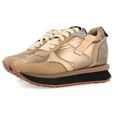 Afbeelding van Gioseppo Monocolor Acolchadas CON Detalles Y CUÑ Sneakers laag, Dames, Maat: 37, Oro Kunststof/ textiel