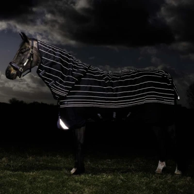 Afbeelding van Amigo Turnout Rug FieldSafe Reflectech Plus 1200D 0g Black/Reflective/Black 160/213 Agradi.be