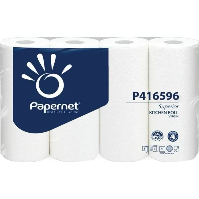 Afbeelding van Papernet Keukenrol Superior, 3 laags, 51 Vellen, Pak Van 4 Rollen Keukenpapier