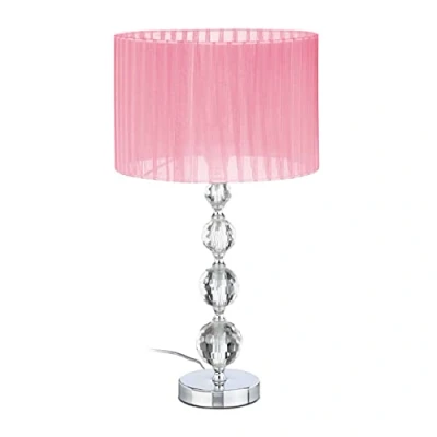 Afbeelding van Relaxdays tafellamp kristal nachtkastlamp stof schemerlamp slaapkamer E27 fitting