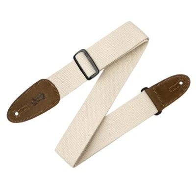 Afbeelding van Levy&#039;s Leathers 5,1 cm lange katoenen gitaarband met suède uiteinden en tri line instelling., Natuurlijk.