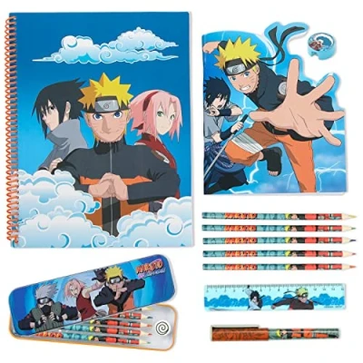 Afbeelding van Naruto schoolbenodigdheden, schrijfwarenset, etui, notitieboek, potlood, pen, cadeau voor school, fan manga idee